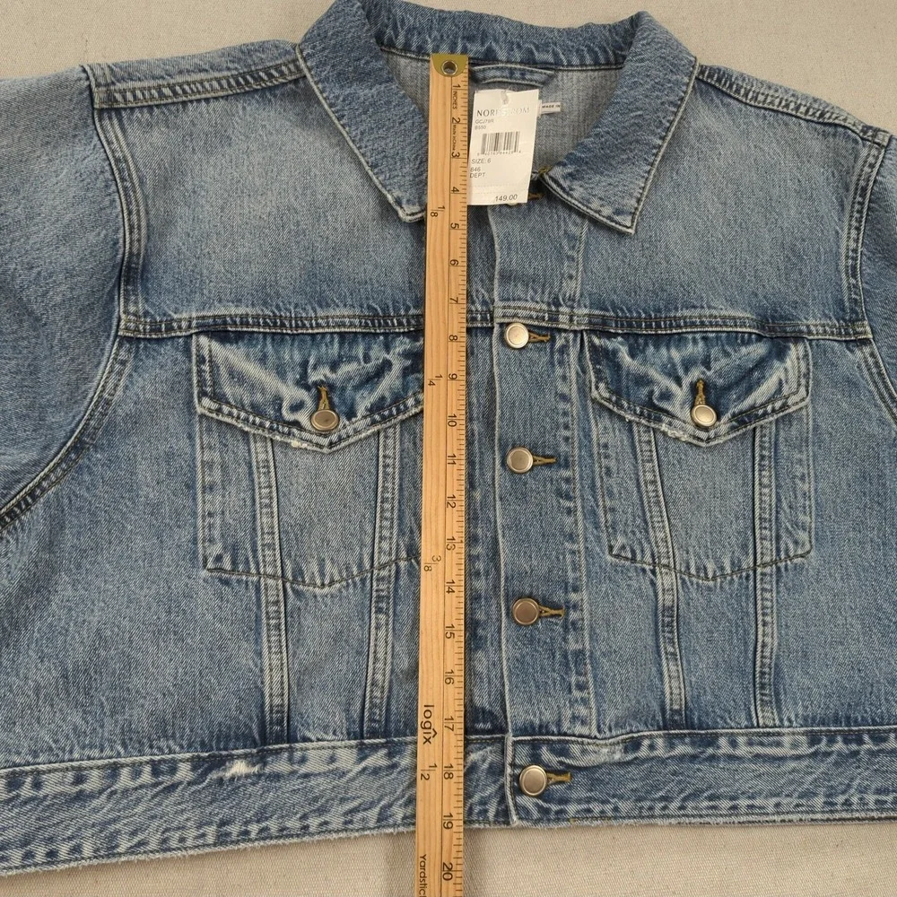 Good American Denim Jacket Womens 6 Blue Trucket Crop - Picture 4 of 15